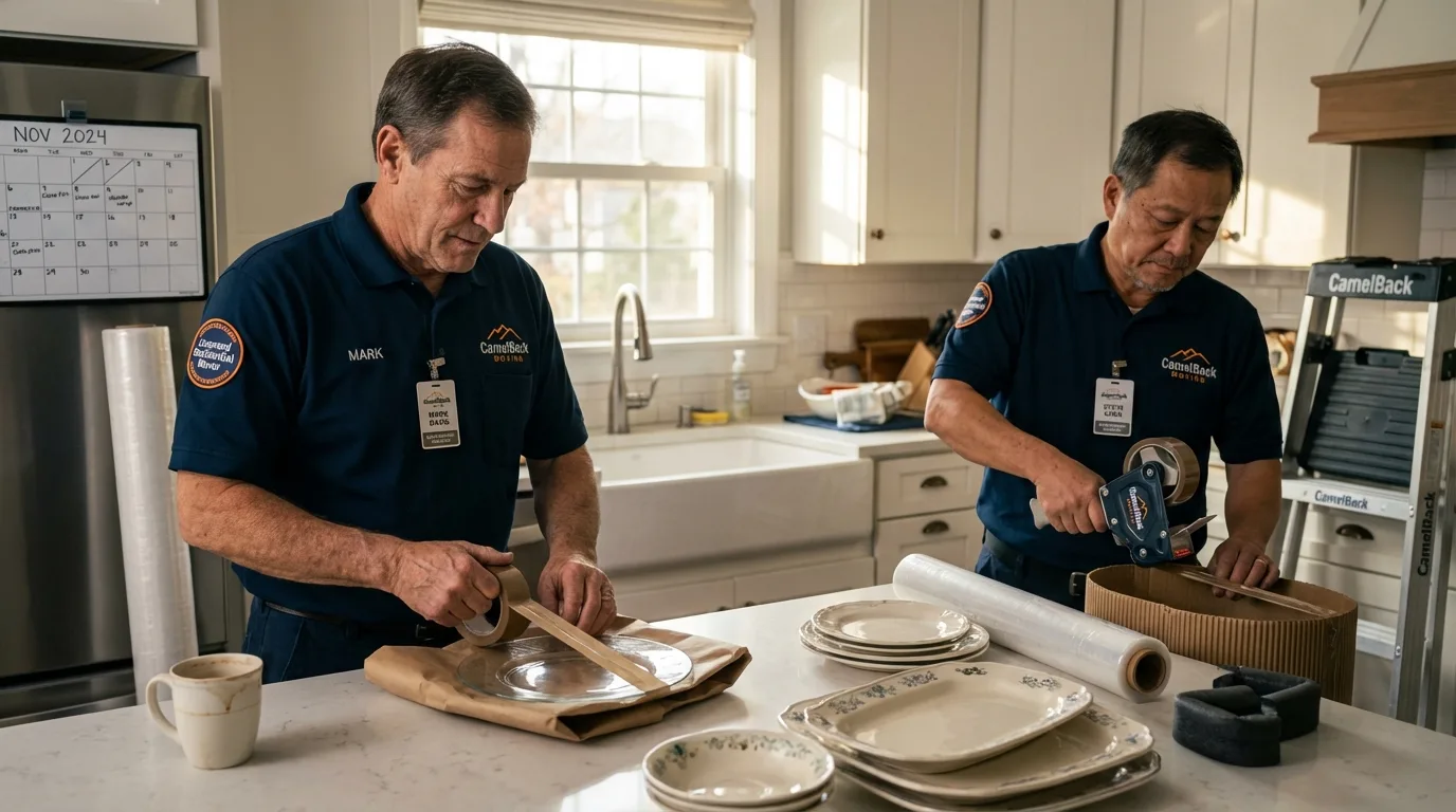 Professional crew packing kitchen dishware in Pearl, MS